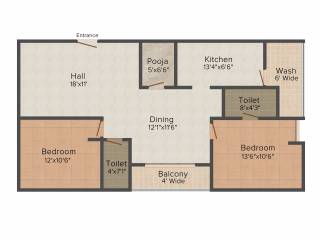 RV Mrinalini (2BHK+2T (1,210 sq ft) + Pooja Room 1210 sq ft) RV Mrinalini (2BHK+2T (1,210 sq ft) + Pooja Room 1210 sq ft)