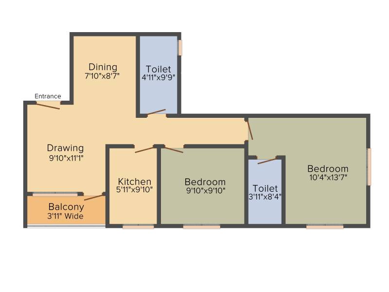 Reality Greenview Residency (2BHK+2T (872 sq ft) 872 sq ft)