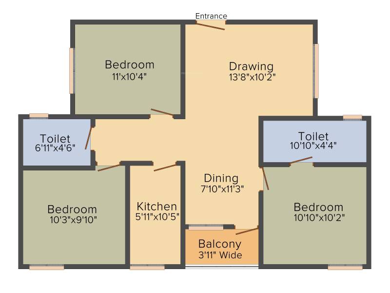 Reality Greenview Residency (3BHK+2T (1,124 sq ft) 1124 sq ft)