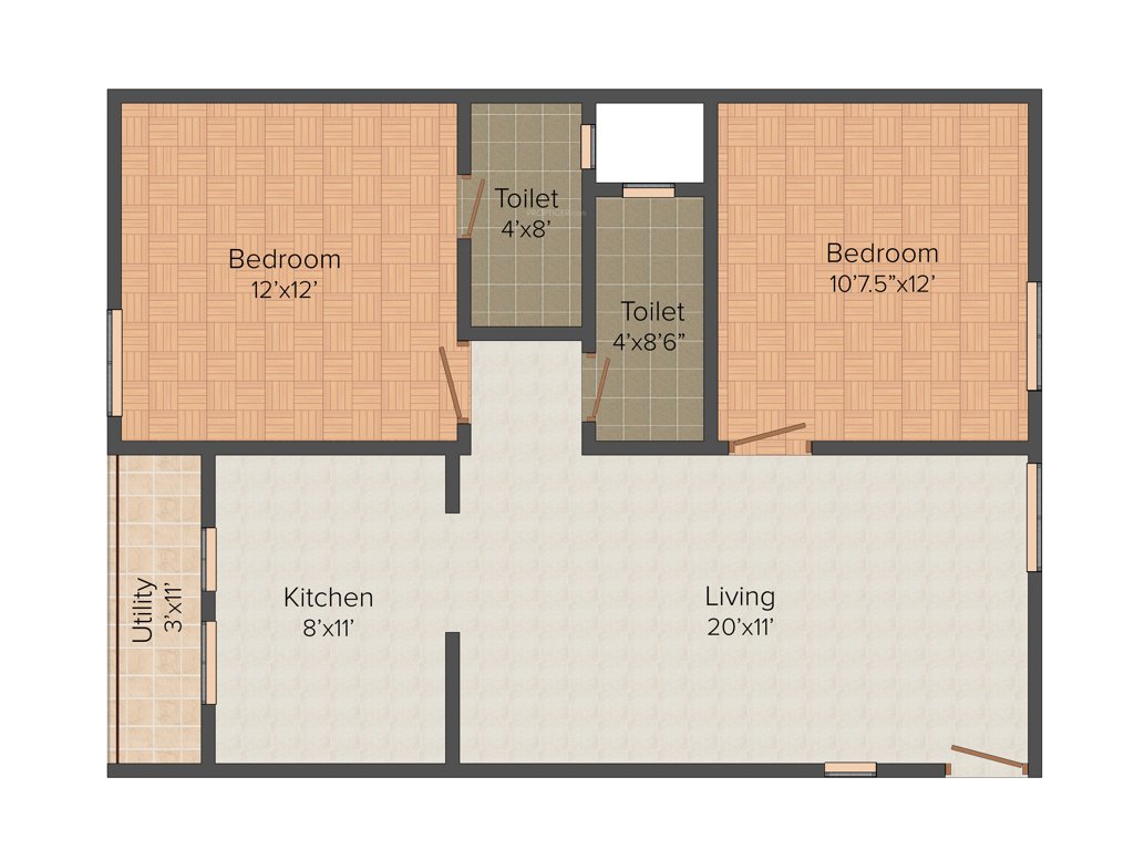 Space Tristar Homes (2BHK+2T (1,040 sq ft) 1040 sq ft)