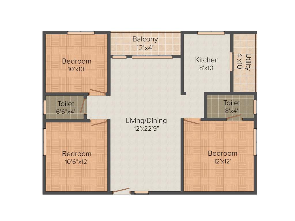 Space Tristar Homes (3BHK+2T (1,290 sq ft) 1290 sq ft)
