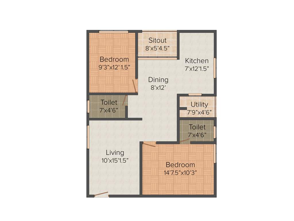 Gruhashilpis Geetanjali (2BHK+2T (1,133 sq ft) 1133 sq ft)