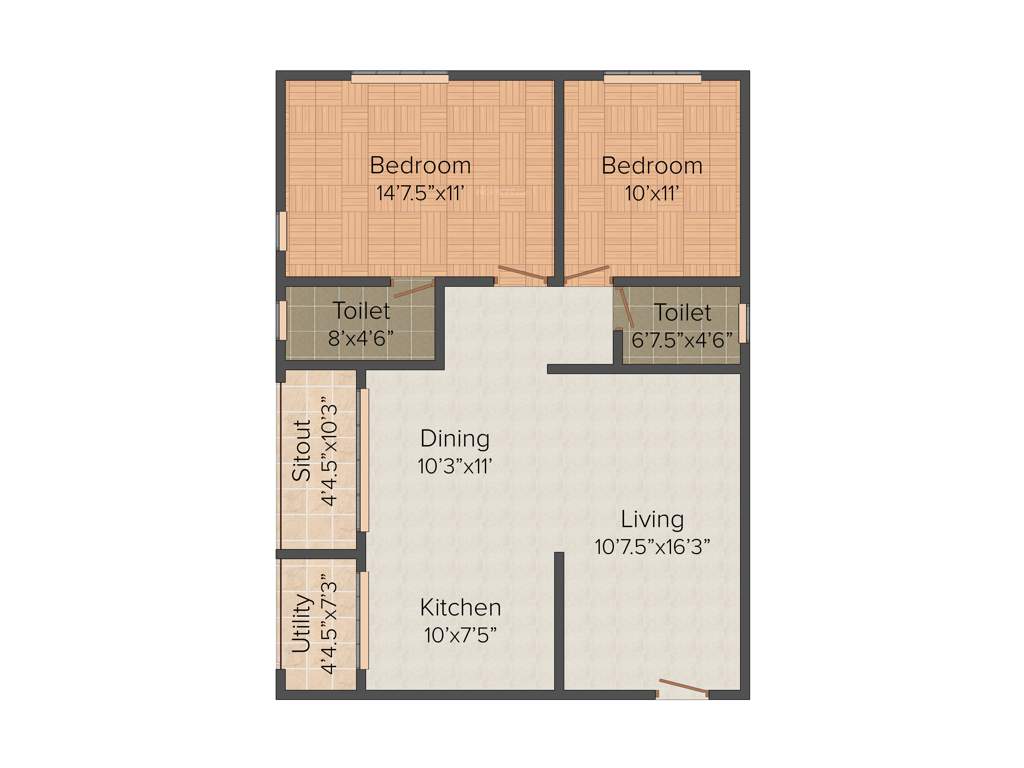 Gruhashilpis Geetanjali (2BHK+2T (1,175 sq ft) 1175 sq ft)
