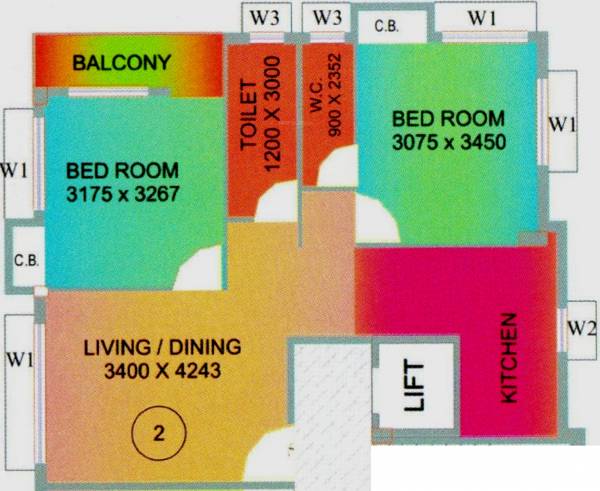 Akchat Place (2BHK+2T (835 sq ft) 835 sq ft)