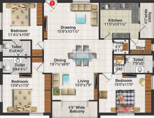 Nischal Prakruthi (3BHK+3T (1,820 sq ft) + Pooja Room 1820 sq ft)