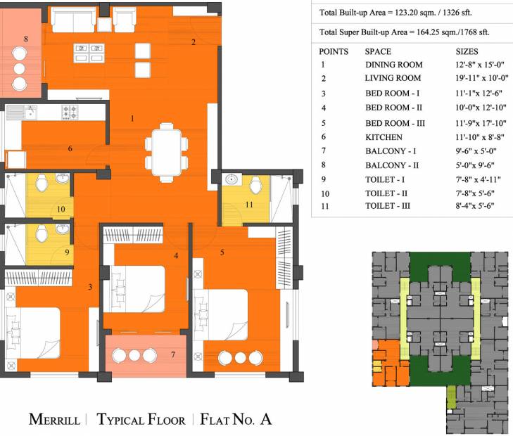 Merrill Merrill Residency (3BHK+3T (1,768 sq ft) 1768 sq ft)