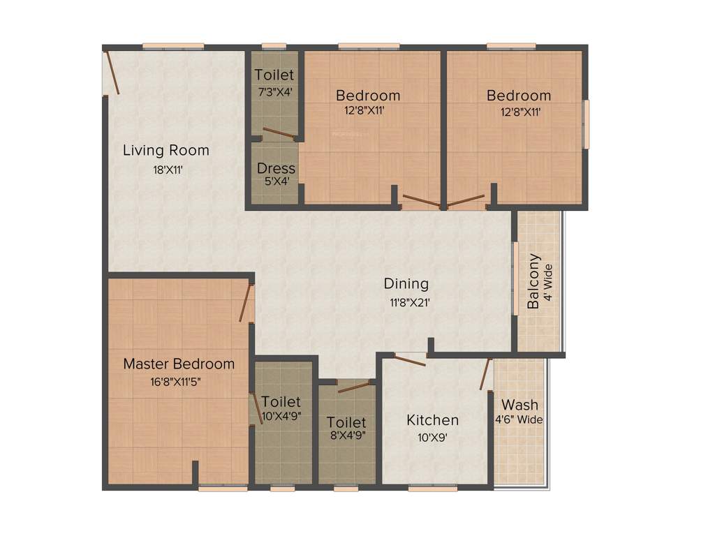 Burugupalli Burugupalli Residency (3BHK+3T (1,665 sq ft) 1665 sq ft)