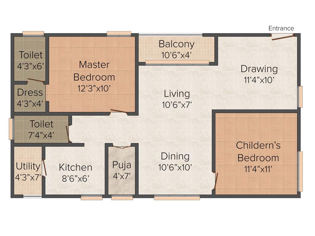 Super Sunshine (2BHK+2T (1,205 sq ft) + Pooja Room 1205 sq ft)