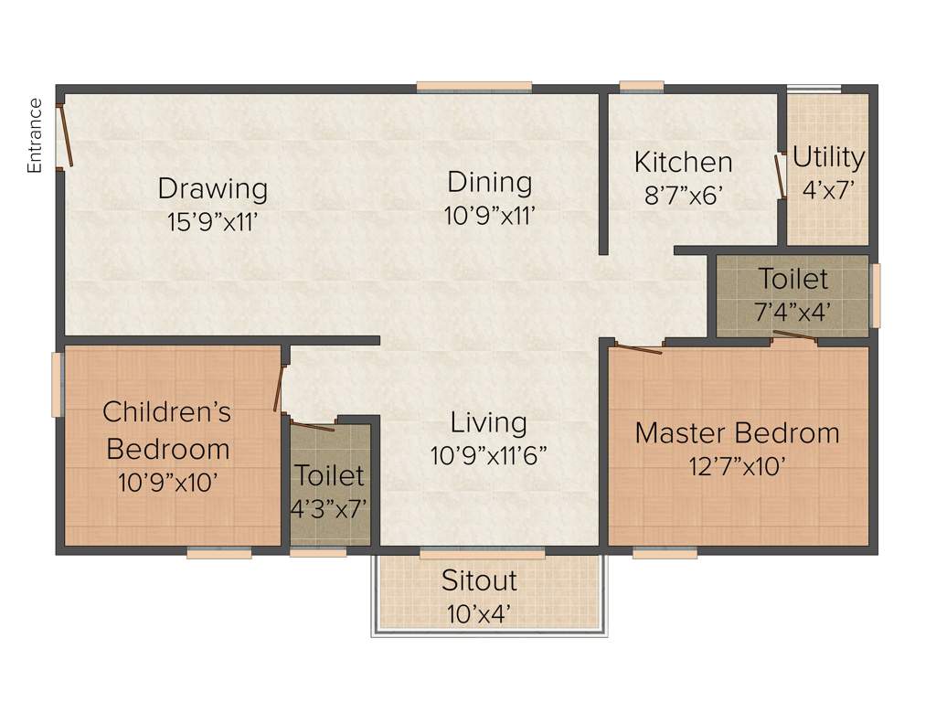 Super Sunshine (2BHK+2T (1,275 sq ft) 1275 sq ft)