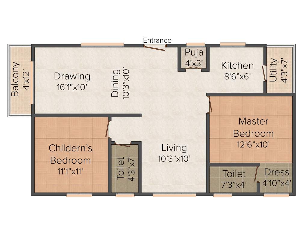 Super Sunshine (2BHK+2T (1,252 sq ft) + Pooja Room 1252 sq ft)