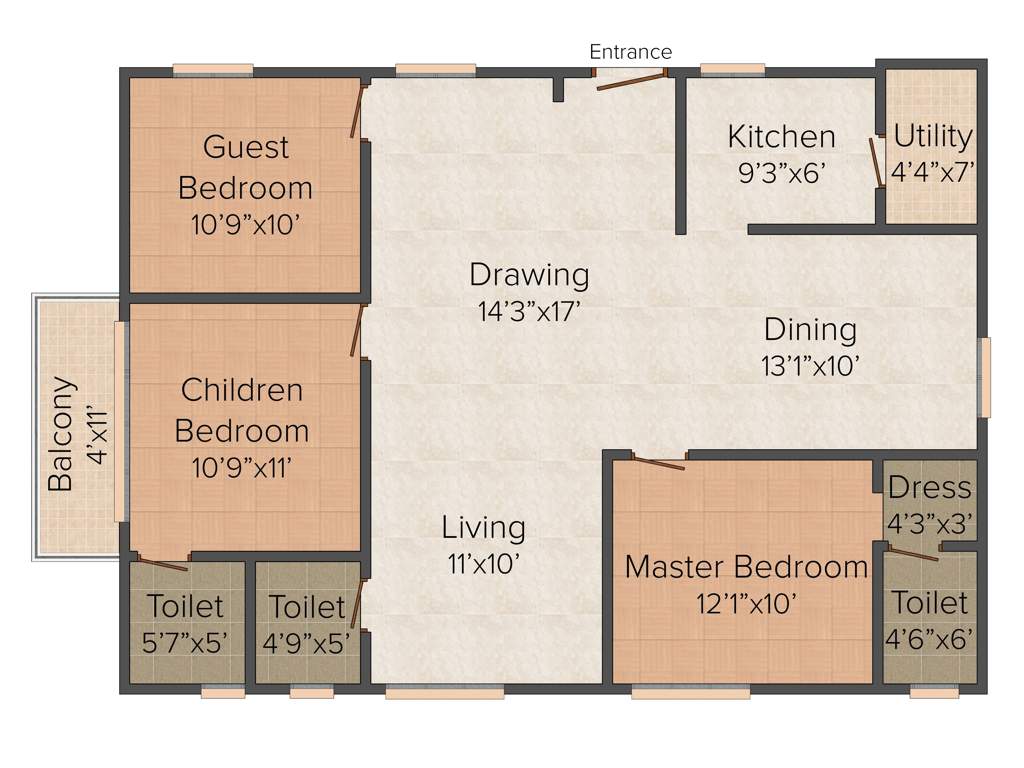 Super Sunshine (3BHK+3T (1,645 sq ft) 1645 sq ft)