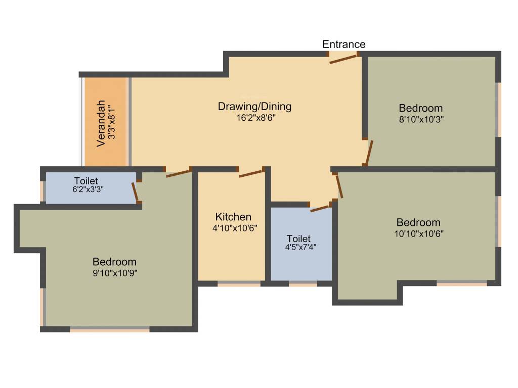 Swastik Falguni Apartment (3BHK+2T (1,032 sq ft) 1032 sq ft)