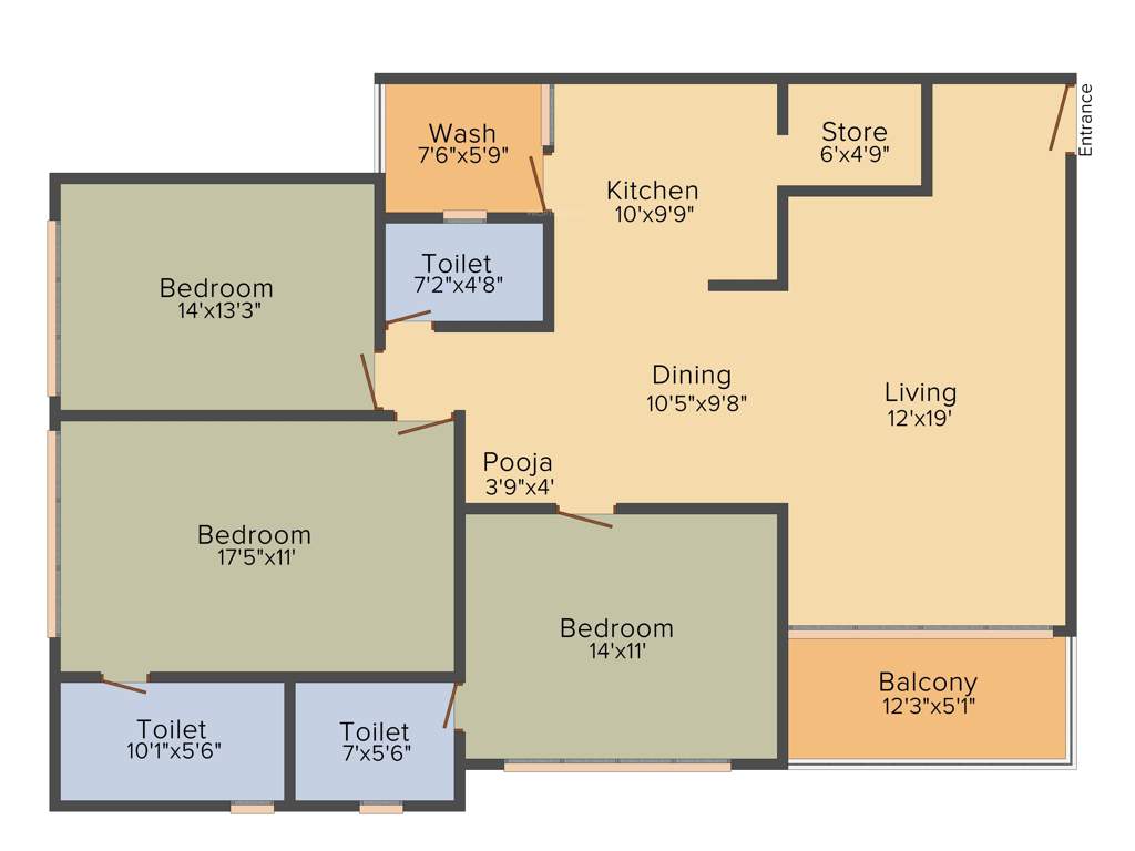 Arista Belvista (3BHK+3T (2,260 sq ft) + Pooja Room 2260 sq ft)