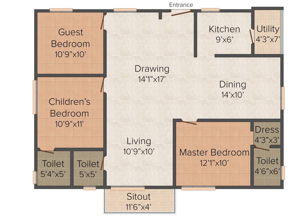 Super Sunshine (3BHK+3T (1,657 sq ft) 1657 sq ft)