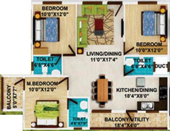 DS Starline (3BHK+3T (1,448 sq ft) 1448 sq ft)