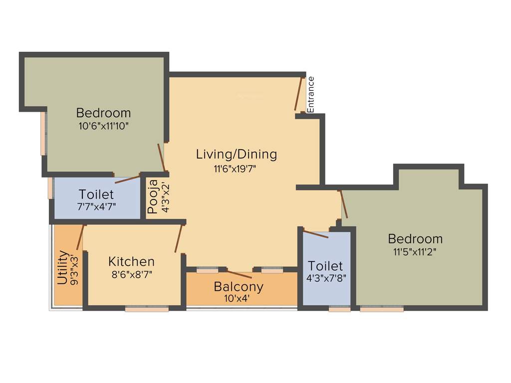 Vaanam Primero (2BHK+2T (1,057 sq ft) + Pooja Room 1057 sq ft)