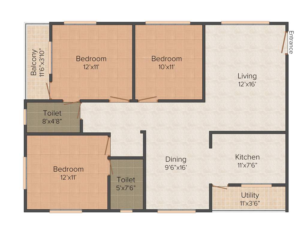 MDVR Hanuma Lake Front (3BHK+2T (1,368 sq ft) 1368 sq ft)