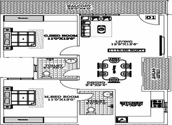 Vikhyath Citadel (2BHK+2T (1,115 sq ft) 1115 sq ft) Vikhyath Citadel (2BHK+2T (1,115 sq ft) 1115 sq ft)