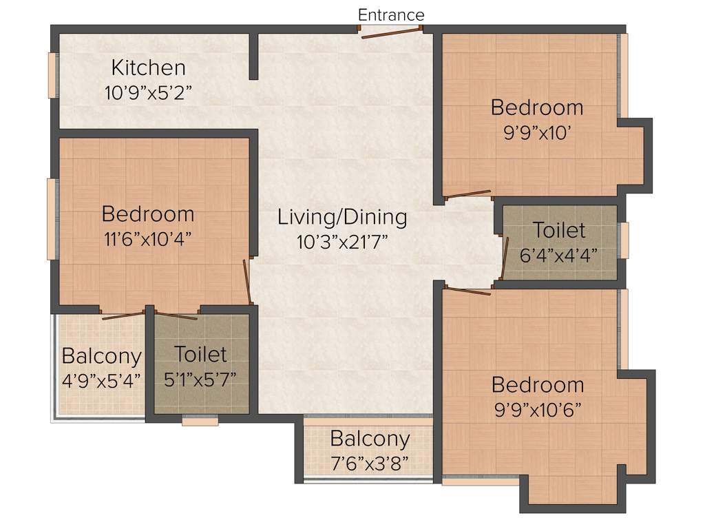 Goldwin Anmol (3BHK+2T (1,180 sq ft) 1180 sq ft)