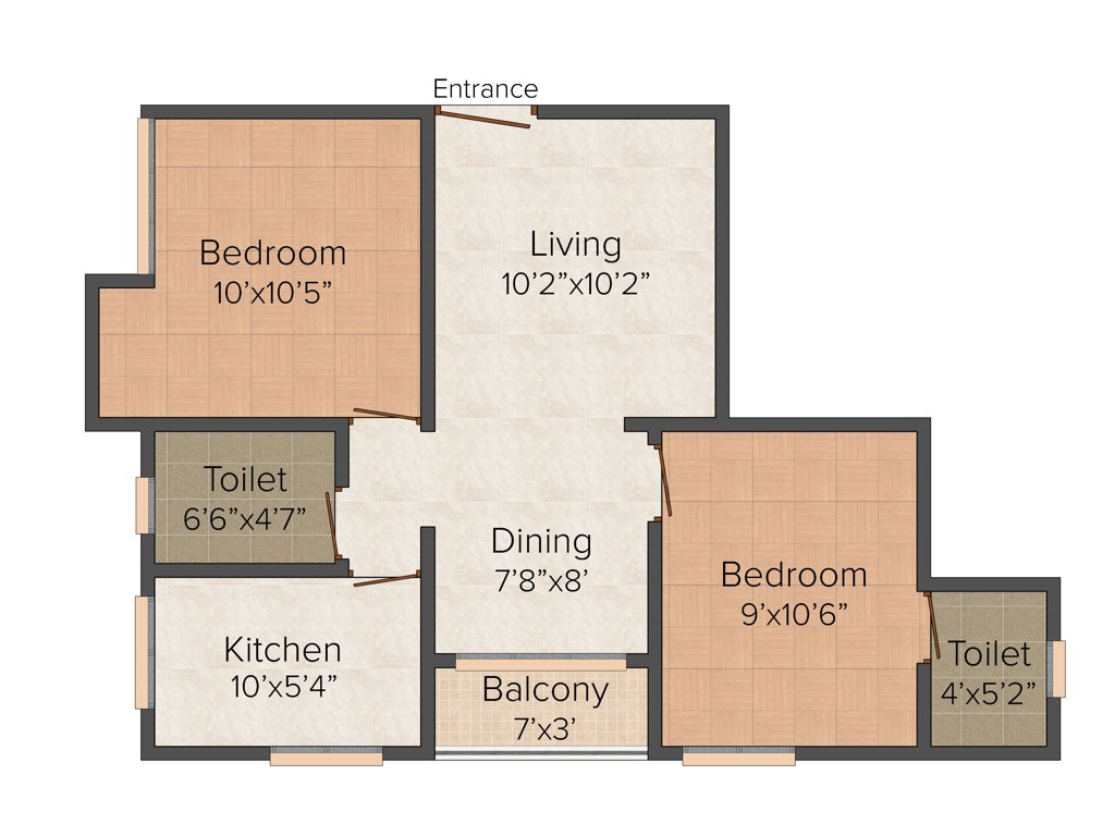 Goldwin Anmol (2BHK+2T (830 sq ft) 830 sq ft)