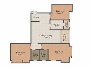 Merlin Ornate (3BHK+2T (1,301 sq ft) 1301 sq ft)