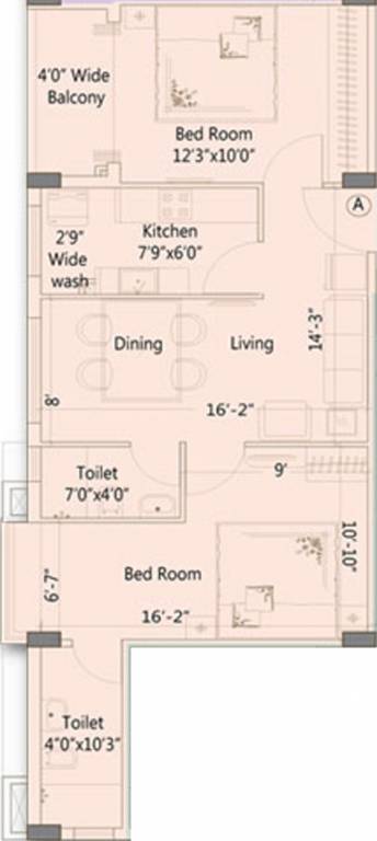 Merlin Ornate (2BHK+2T (904 sq ft) 904 sq ft)