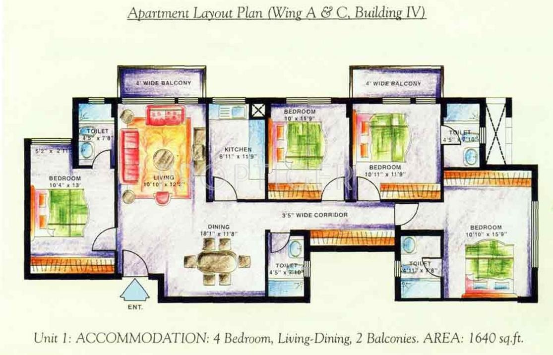 DLF Carlton Estate (4BHK+4T (1,640 sq ft) 1640 sq ft)