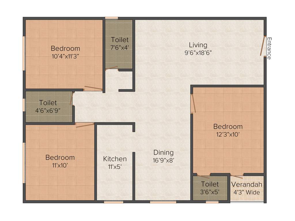 Chunnilal Starlight Regency (3BHK+3T (1,268 sq ft) 1268 sq ft)