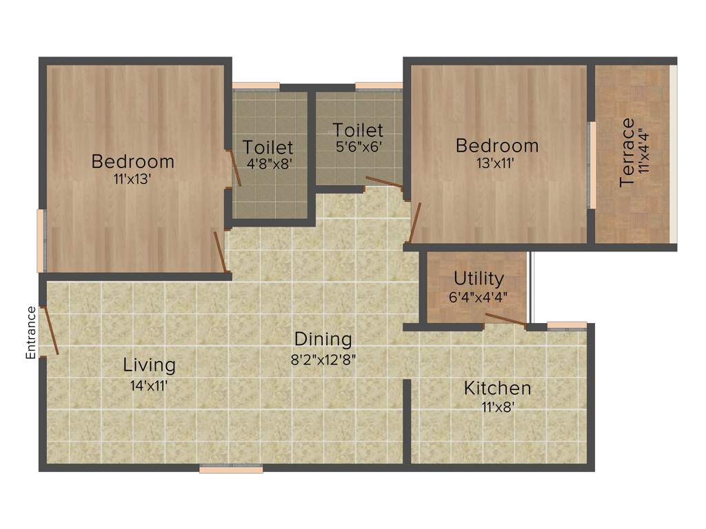 Upscale The Ripple (2BHK+2T (1,034 sq ft) 1034 sq ft)