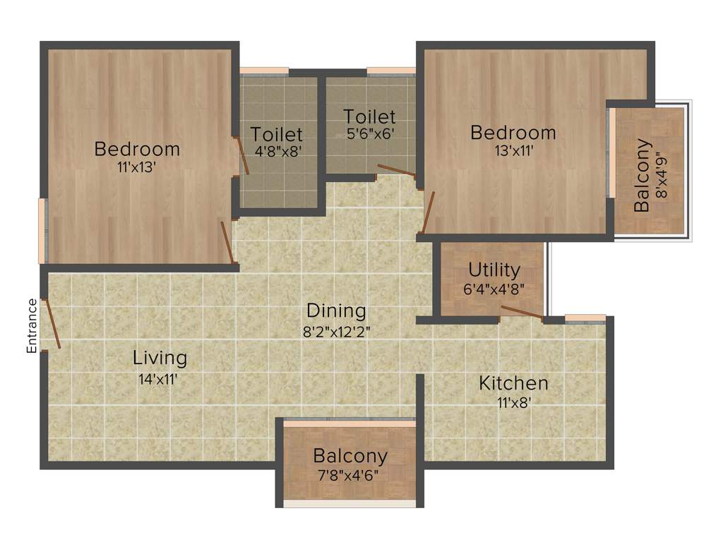 Upscale The Ripple (2BHK+2T (1,118 sq ft) 1118 sq ft)
