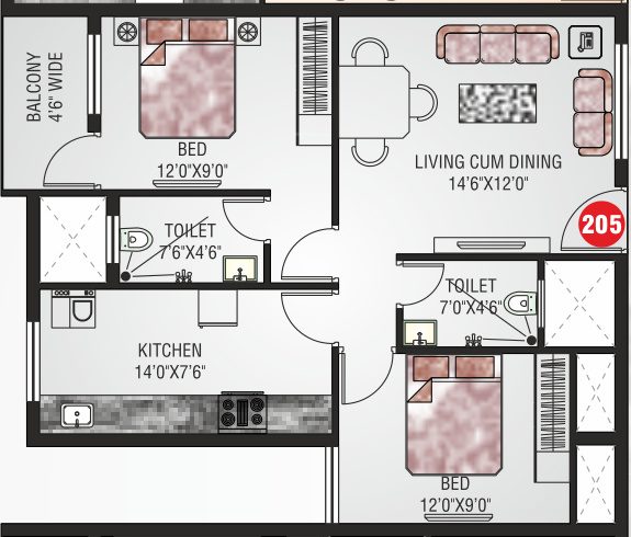 Matha Jyothi Residency (2BHK+2T (900 sq ft) 900 sq ft)