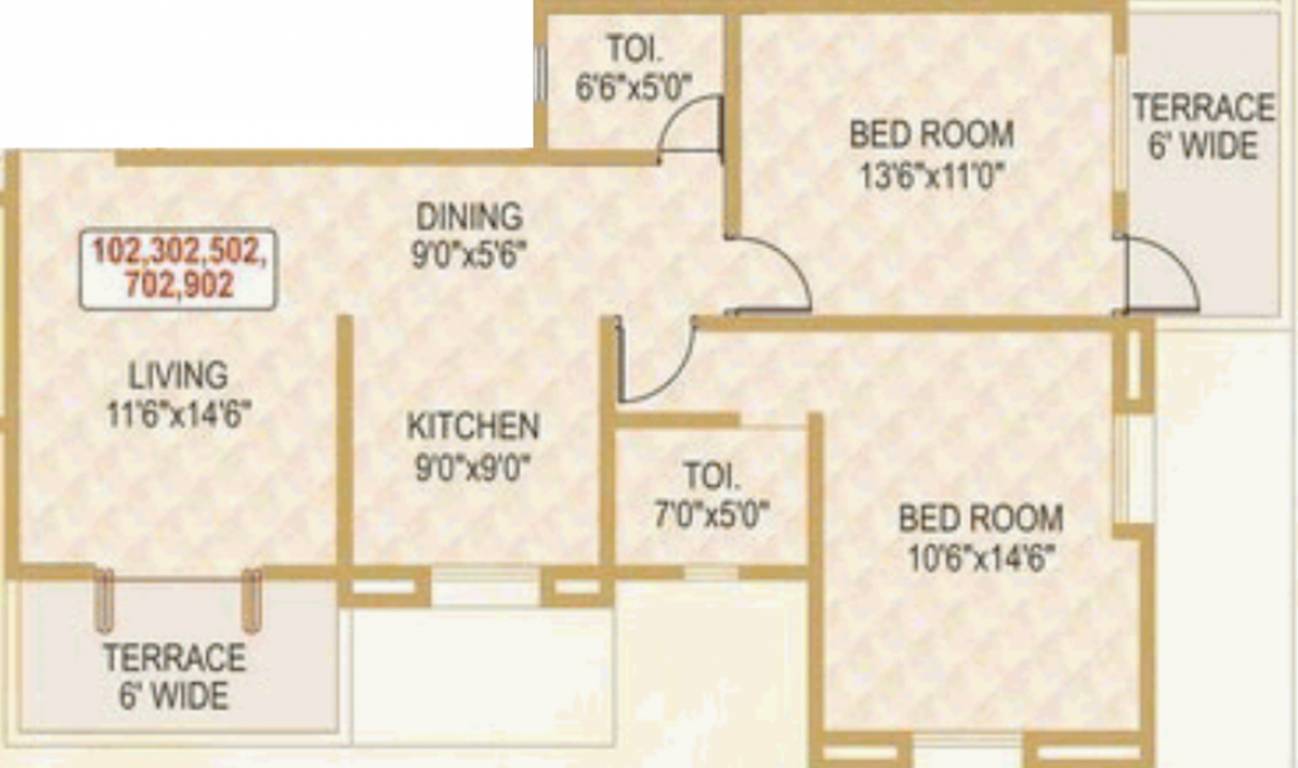 Garve Properties Amora Homes (2BHK+2T (1,004 sq ft) 1004 sq ft)