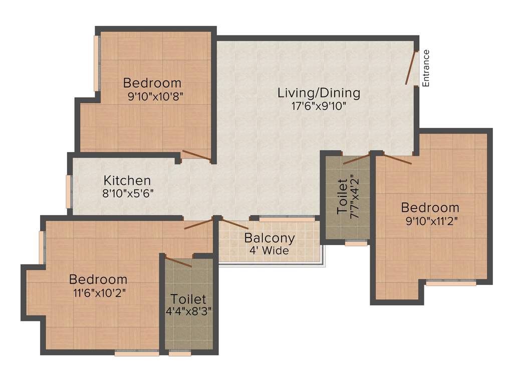 Soham Prestige (3BHK+2T (1,223 sq ft) 1223 sq ft)