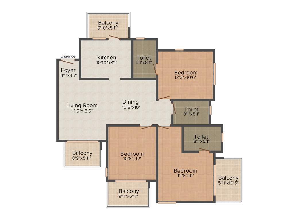 Shashank Constructions Platina Dream City 3BHK+3T (1,647 sq ft)