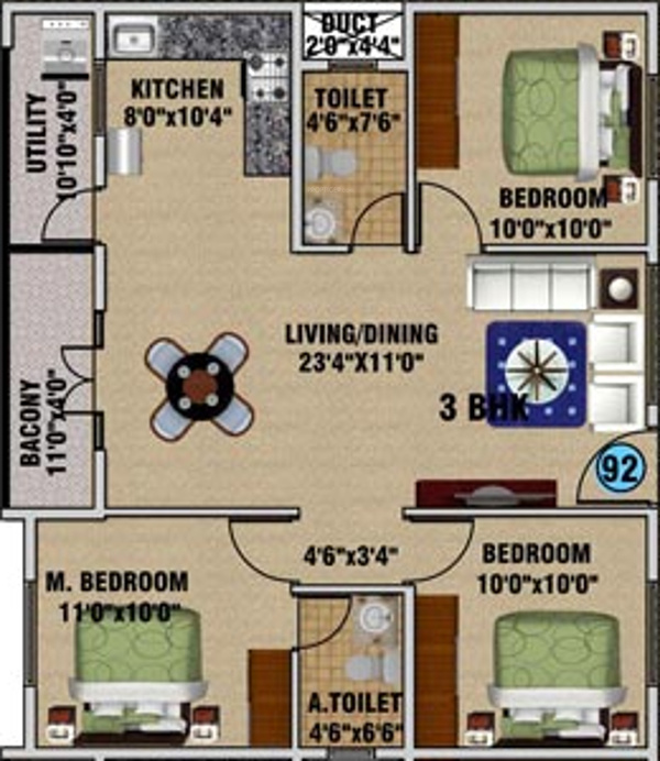 DS DSMAX SAROVAR (3BHK+2T (1,639 sq ft) 1639 sq ft)