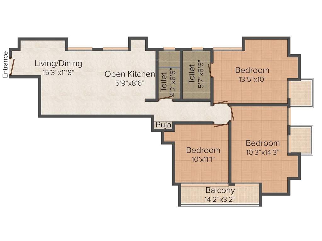 Crown Palace (3BHK+2T (1,334 sq ft) + Pooja Room 1334 sq ft)