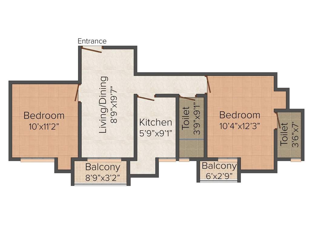 Crown Palace (2BHK+2T (693 sq ft) 693 sq ft)