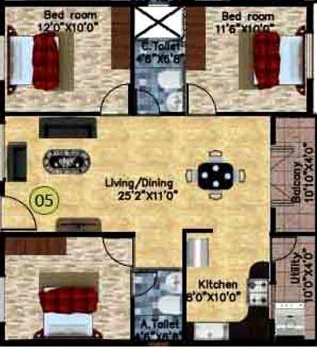 DS Sigma Nest (3BHK+2T (1,450 sq ft) 1450 sq ft)