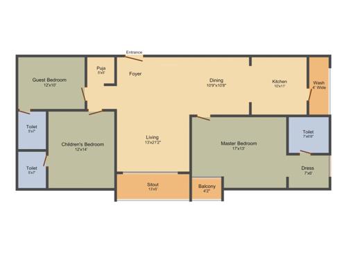 Aryamitra Pine Tree (3BHK+3T (1,861 sq ft) + Pooja Room 1861 sq ft)