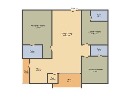 Aryamitra Pine Tree (3BHK+3T (1,923 sq ft) + Pooja Room 1923 sq ft)