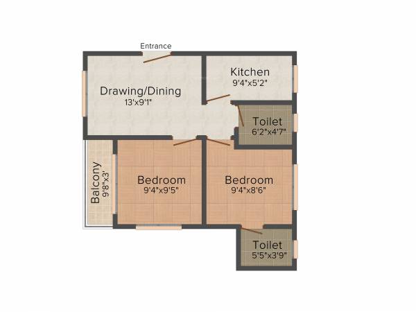 Jeet Willow (2BHK+1T (822 sq ft) 822 sq ft)