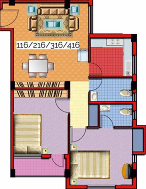 Adonis Residency (2BHK+2T (938 sq ft) 938 sq ft)