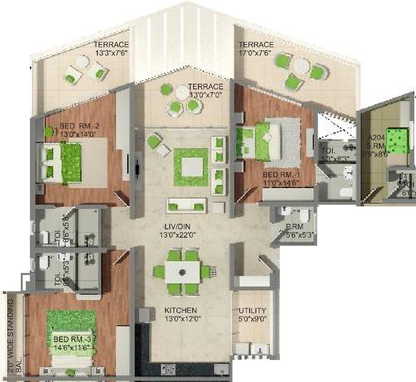 Naiknavare Eminence (3BHK+4T (2,365 sq ft)   Servant Room 2365 sq ft)