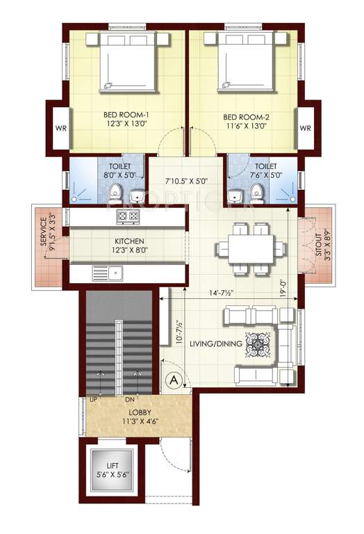 Kgeyes Kgeyes Padhma (2BHK+2T (1,155 sq ft) 1155 sq ft)