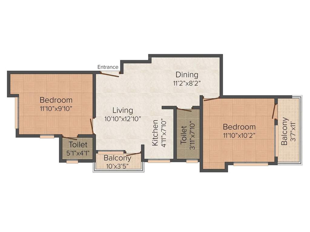 Crown Anuraj Apartment (2BHK+2T (813 sq ft) 813 sq ft)