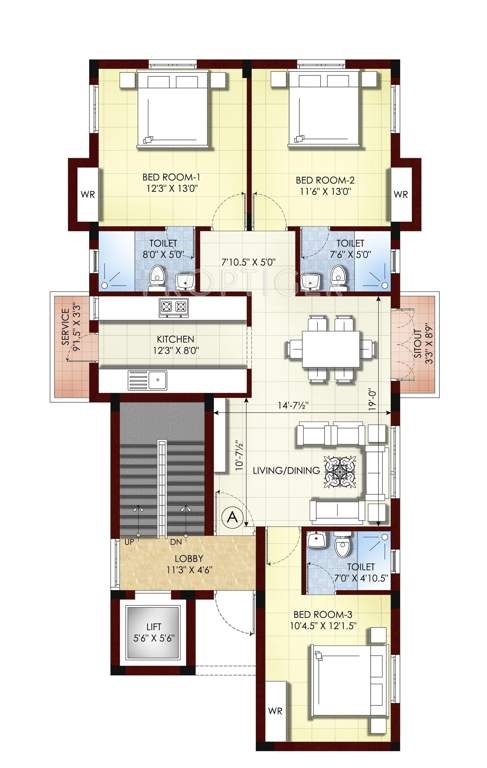 Kgeyes Kgeyes Padhma (3BHK+3T (1,400 sq ft) 1400 sq ft)
