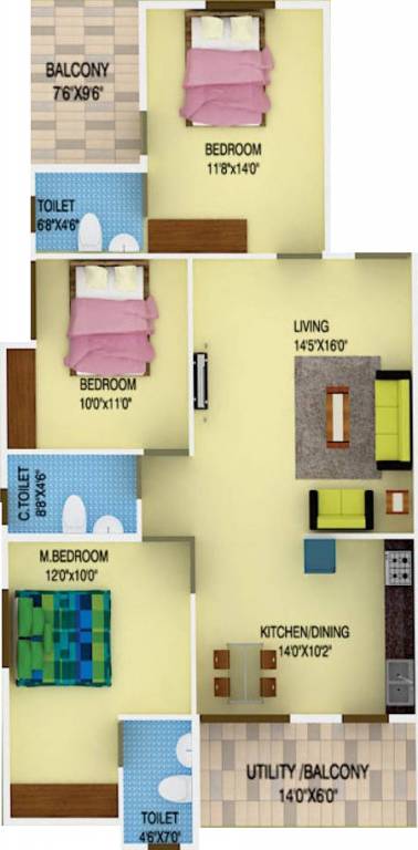 DS DSMAX SPARKLE NEST (3BHK+3T (1,746 sq ft) 1746 sq ft)