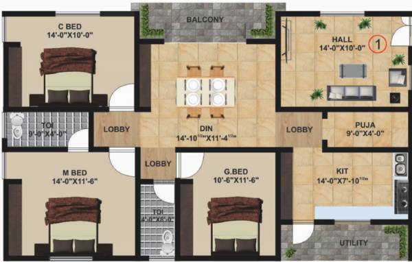 Cyber Lake Vision (3BHK+2T (1,500 sq ft) + Pooja Room 1500 sq ft) Cyber Lake Vision (3BHK+2T (1,500 sq ft) + Pooja Room 1500 sq ft)