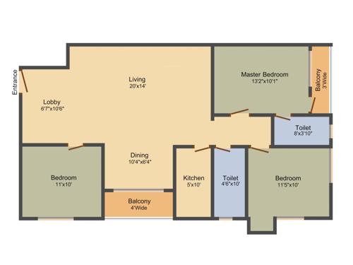 Vriddhi Urban Heights (3BHK+2T (1,551 sq ft) 1551 sq ft)