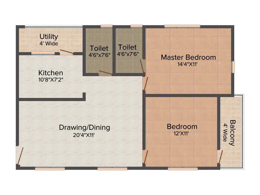 Vanamali Pearl Homes (2BHK+2T (1,090 sq ft) 1090 sq ft)